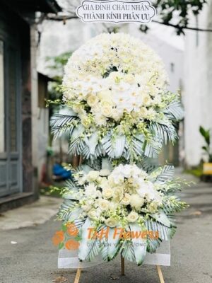 TH463 - Hoa chia buồn mix hoa trắng Nguyện Cầu